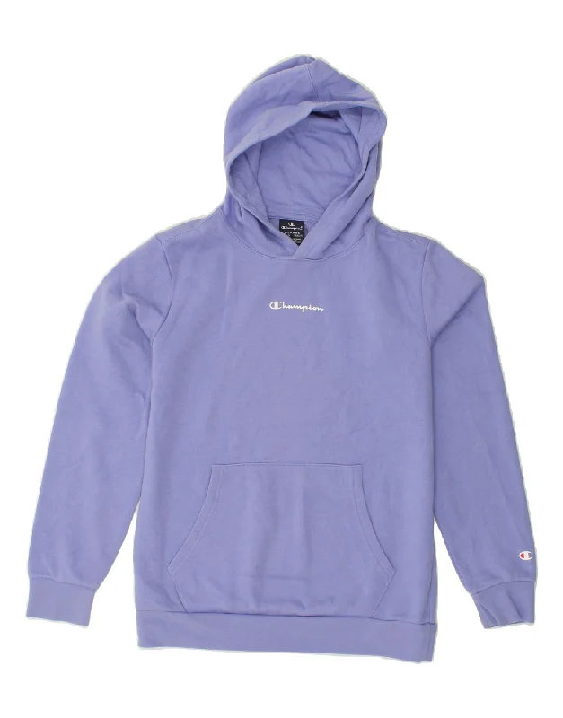 CHAMPION Girls Hoodie Jumper 13-14 Years XL Purple Cotton Hoodie with Full-Zip Functional Layering CHAMPION Girls Hoodie Jumper 13-14 Years XL Purple Cotton Hoodie with Full-Zip Functional Layering