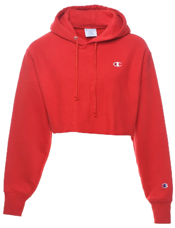 Champion Reverse Weave Hooded Sweatshirt - S Hoodie with Hem Embroidery Detailed Premium