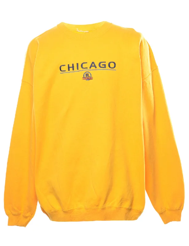 Chicago Printed Sweatshirt - XL Hoodie with Oversized Fit Loose Comfortable