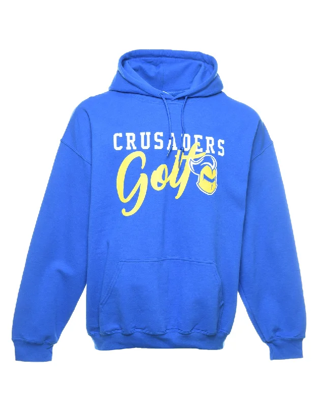 Crusaders Golf Blue & Yellow Printed Hoodie - XL Hoodie with Monochrome Minimalist Simple