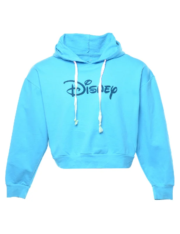 Disney Cropped Cartoon Sweatshirt - XL Hoodie with Frayed Bohemian Relaxed