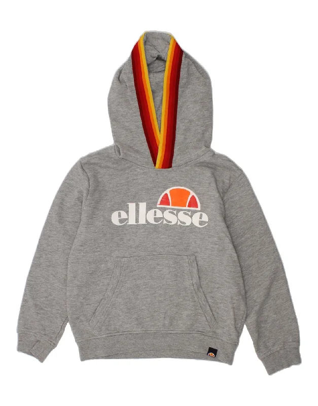 ELLESSE Girls Graphic Hoodie Jumper 7-8 Years Grey Cotton Hoodie with Raglan Sleeves Sporty Comfortable ELLESSE Girls Graphic Hoodie Jumper 7-8 Years Grey Cotton Hoodie with Raglan Sleeves Sporty Comfortable
