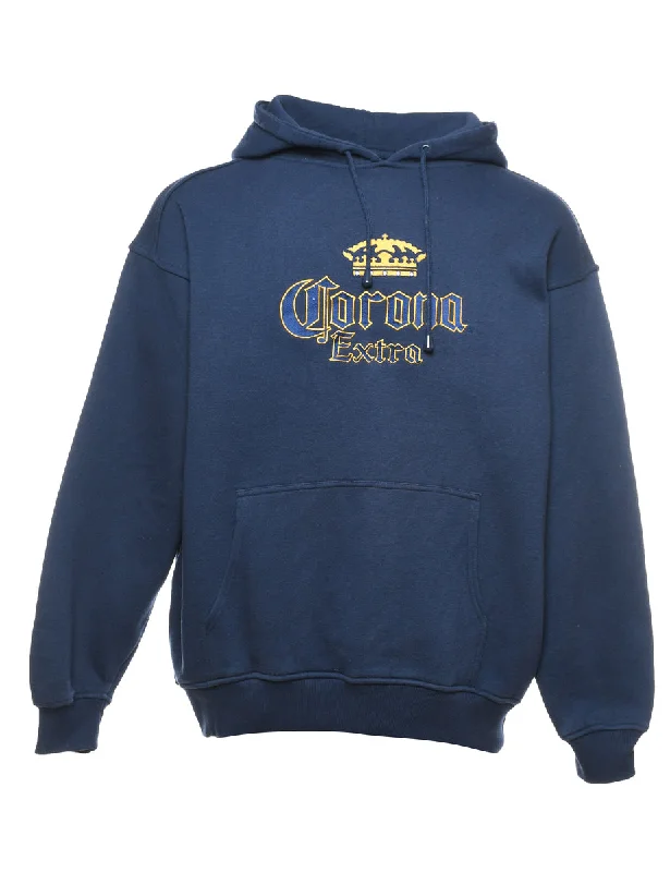 Embroidered Corona Extra Printed Hoodie - XL Hoodie with Patch Decorative Personalized