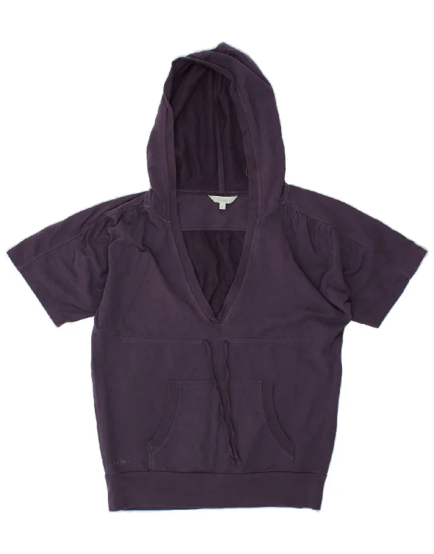 FAT FACE Womens Oversized Short Sleeve Hoodie Jumper UK 10 Small  Purple Hoodie with Hem Lace Feminine Delicate