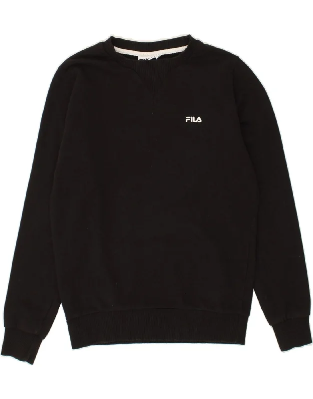 FILA Mens Sweatshirt Jumper XS Black Hoodie with Tied Waist Feminine Flattering