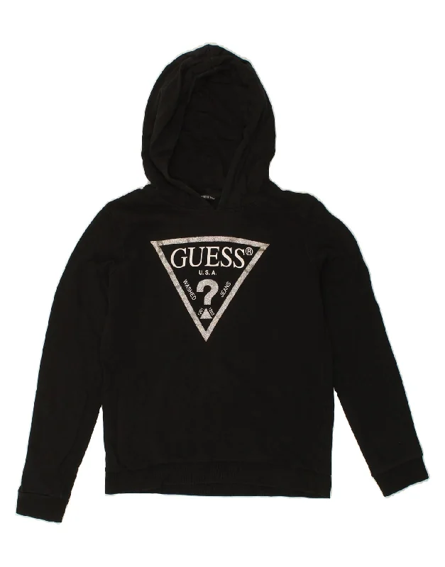 GUESS Girls Graphic Hoodie Jumper 13-14 Years Black Hoodie with Double Zipper Versatile Adjustable GUESS Girls Graphic Hoodie Jumper 13-14 Years Black Hoodie with Double Zipper Versatile Adjustable