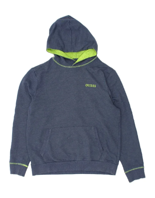 GUESS Mens Regular Fit Hoodie Jumper Large Navy Blue Cotton Hoodie with Color Block Contrast Stylish GUESS Mens Regular Fit Hoodie Jumper Large Navy Blue Cotton Hoodie with Color Block Contrast Stylish