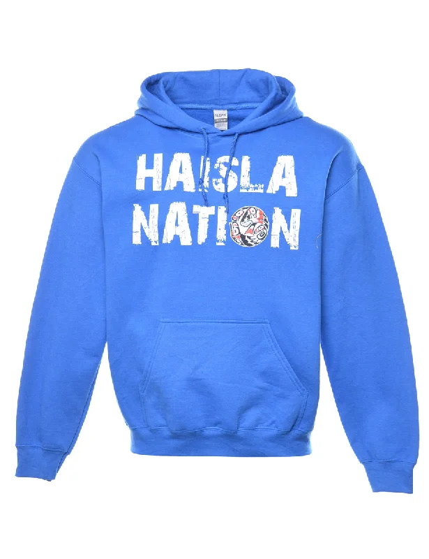 Haisla Nation Printed Hoodie - L Hoodie with Hem Elastic Stretchable Comfortable