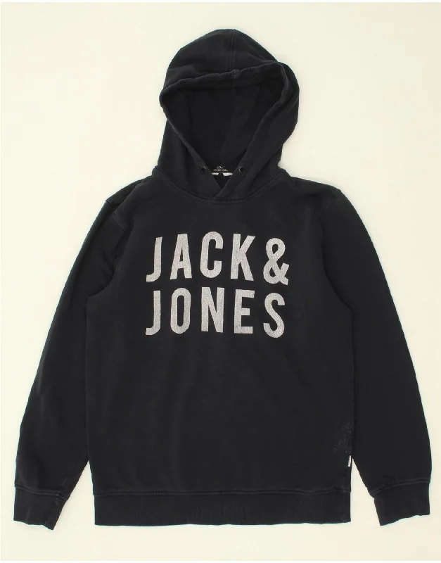 JACK & JONES Mens Graphic Hoodie Jumper Medium Navy Blue Cotton Zip Hoodie Drawstring Kangaroo Pocket JACK & JONES Mens Graphic Hoodie Jumper Medium Navy Blue Cotton Zip Hoodie Drawstring Kangaroo Pocket