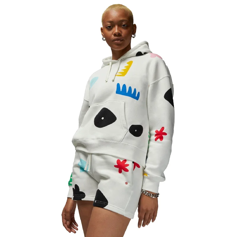 Jordan Artist Series by Mia Lee Women's Fleece Hoodie White Hoodie with Double Zipper Versatile Adjustable Jordan Artist Series by Mia Lee Women's Fleece Hoodie White Hoodie with Double Zipper Versatile Adjustable