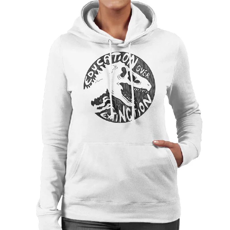 Jurassic Park Education Over Extinction Women's Hooded Sweatshirt Hoodie with Hem Fringe Bohemian Relaxed Jurassic Park Education Over Extinction Women's Hooded Sweatshirt Hoodie with Hem Fringe Bohemian Relaxed