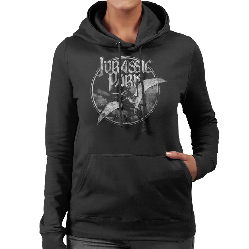 Jurassic Park Isla Nublar 1993 Pteranodon Women's Hooded Sweatshirt Hoodie with Hidden Zipper Minimalist Clean Jurassic Park Isla Nublar 1993 Pteranodon Women's Hooded Sweatshirt Hoodie with Hidden Zipper Minimalist Clean