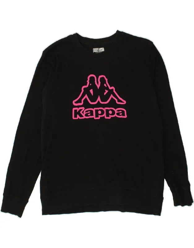 KAPPA Womens Graphic Sweatshirt Jumper UK 16 Large Black Cotton Hoodie with Sequins Glamorous Eye-catching KAPPA Womens Graphic Sweatshirt Jumper UK 16 Large Black Cotton Hoodie with Sequins Glamorous Eye-catching