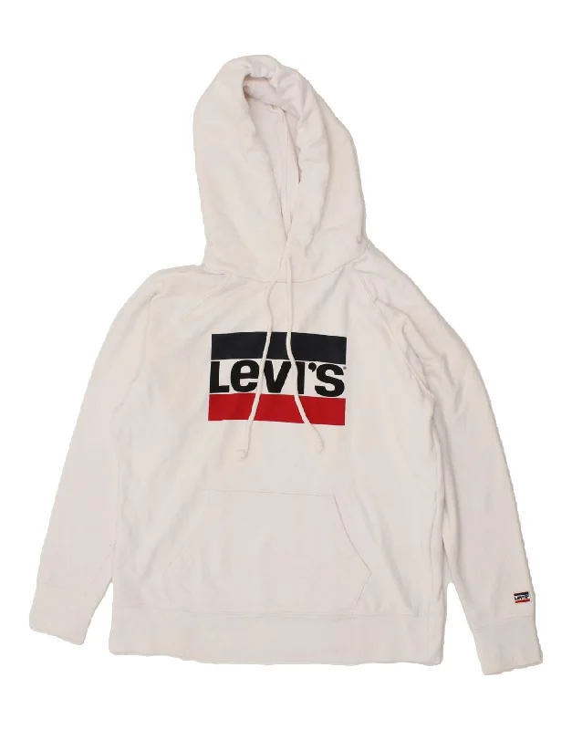 LEVI'S Mens Graphic Hoodie Jumper Small White Cotton Hoodie with Bell Sleeves Flared Feminine LEVI'S Mens Graphic Hoodie Jumper Small White Cotton Hoodie with Bell Sleeves Flared Feminine