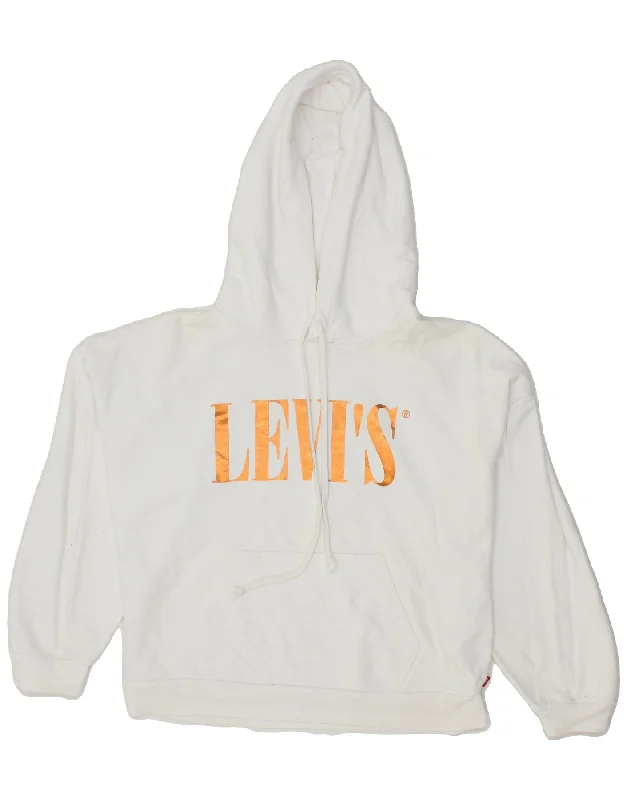 LEVI'S Womens Oversized Graphic Hoodie Jumper UK 2 2XS White Cotton Hoodie with Ribbed Cuffs Snug Fit Comfort LEVI'S Womens Oversized Graphic Hoodie Jumper UK 2 2XS White Cotton Hoodie with Ribbed Cuffs Snug Fit Comfort