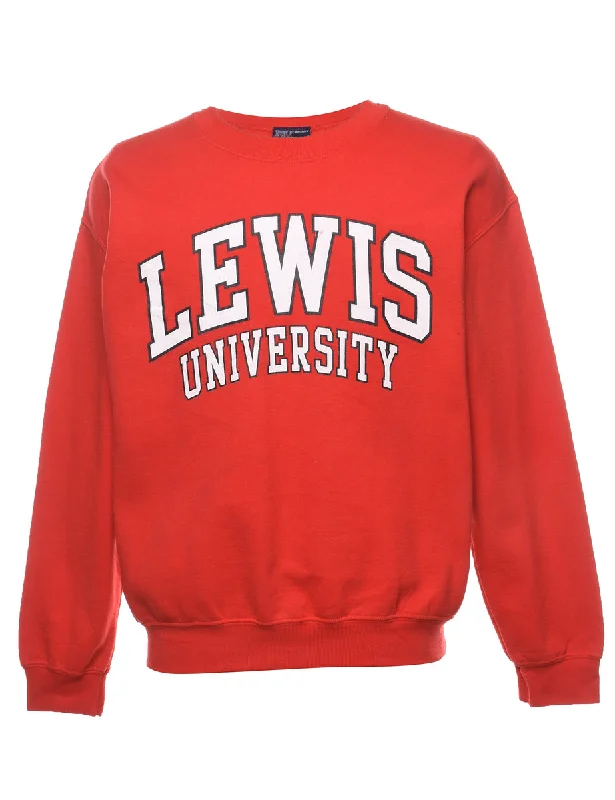 Lewis University Printed Sweatshirt - M Cotton Hoodie Fleece Lining Warmth