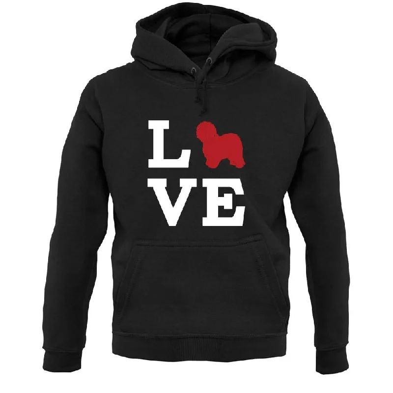 Love Old English Sheepdog Dog Silhouette Unisex Hoodie Hoodie with Puffed Sleeves Voluminous Trendy