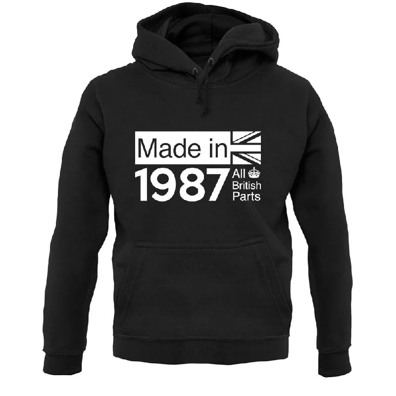 Made In 1987 All British Parts Crown Unisex Hoodie Hoodie with Illustration Artistic Creative Made In 1987 All British Parts Crown Unisex Hoodie Hoodie with Illustration Artistic Creative