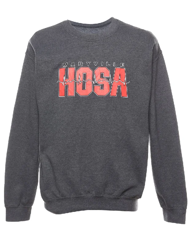 Maryville Hosa Grey & Red Printed Sweatshirt - L Hoodie with V-Neck Classic Versatile