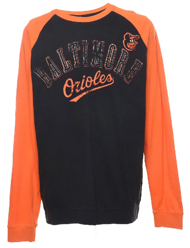 MLB Baltimore Orioles Sweatshirt - L Hoodie with Thumb Holes Functional Cozy