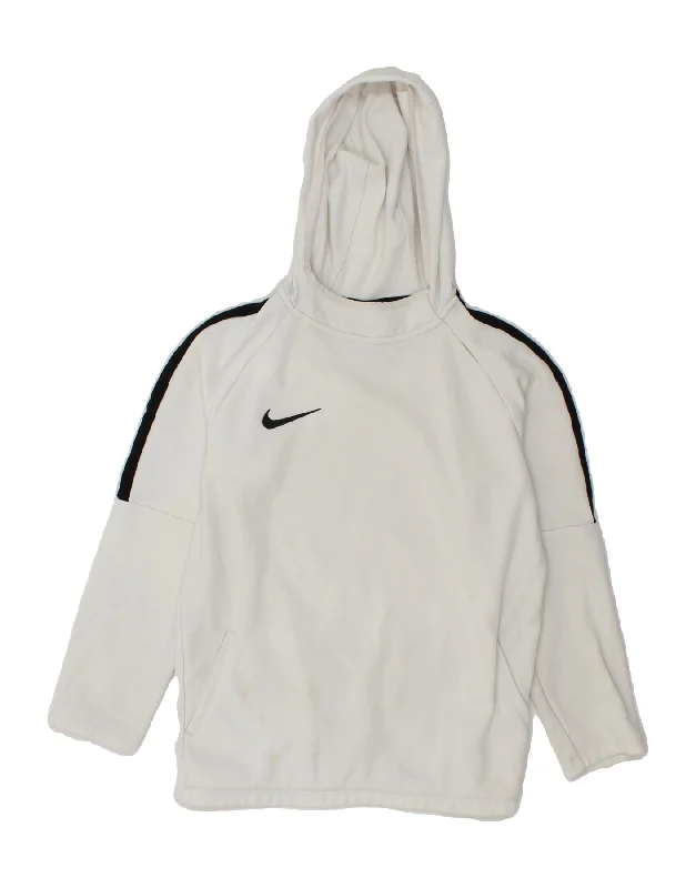 NIKE Boys Hoodie Jumper 10-11 Years Medium White Polyester Hoodie with Toggle Buttons Decorative Unique NIKE Boys Hoodie Jumper 10-11 Years Medium White Polyester Hoodie with Toggle Buttons Decorative Unique