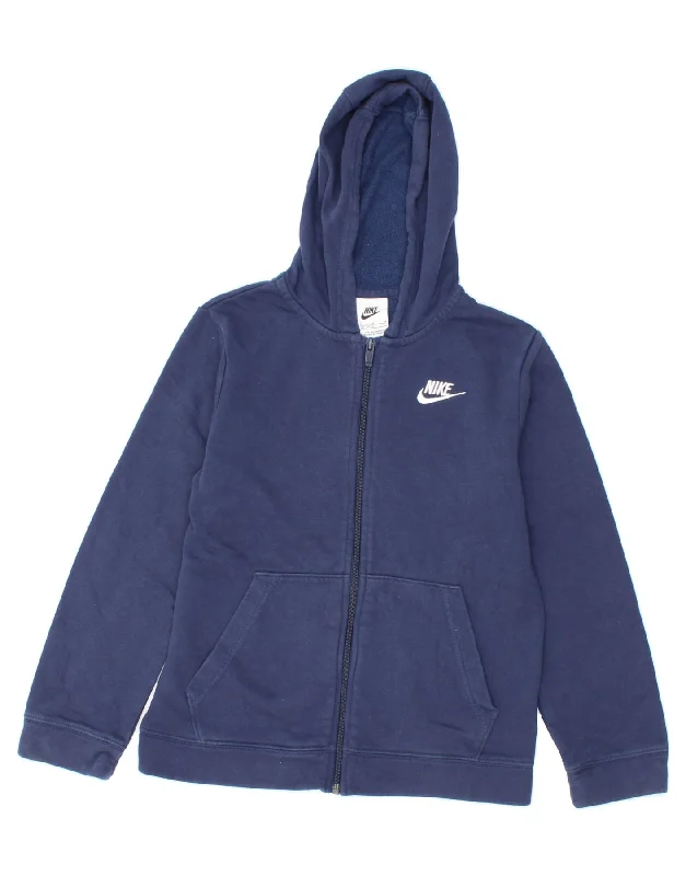 NIKE Boys Zip Hoodie Sweater 10-11 Years Medium Navy Blue Cotton Cotton Hoodie Fleece Lining Warmth NIKE Boys Zip Hoodie Sweater 10-11 Years Medium Navy Blue Cotton Cotton Hoodie Fleece Lining Warmth