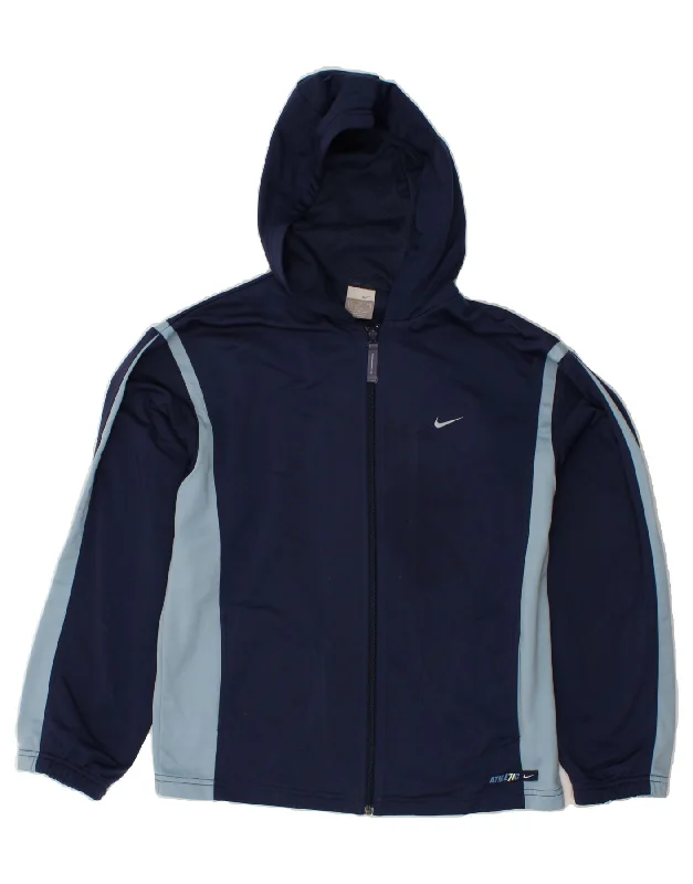 NIKE Boys Zip Hoodie Sweater 15-16 Years XL Navy Blue Colourblock Hoodie with Lining Warm Insulated NIKE Boys Zip Hoodie Sweater 15-16 Years XL Navy Blue Colourblock Hoodie with Lining Warm Insulated