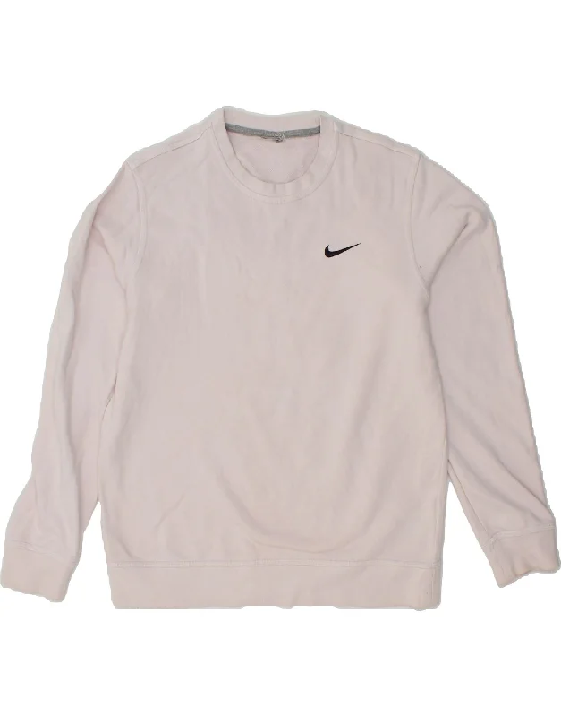 NIKE Mens Sweatshirt Jumper Medium Pink Cotton Hoodie with Bell Sleeves Flared Feminine