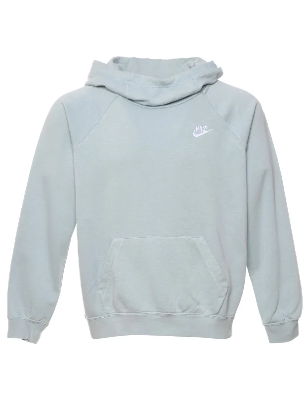 Nike Plain Light Blue Sweatshirt - L Hoodie with Lining Warm Insulated