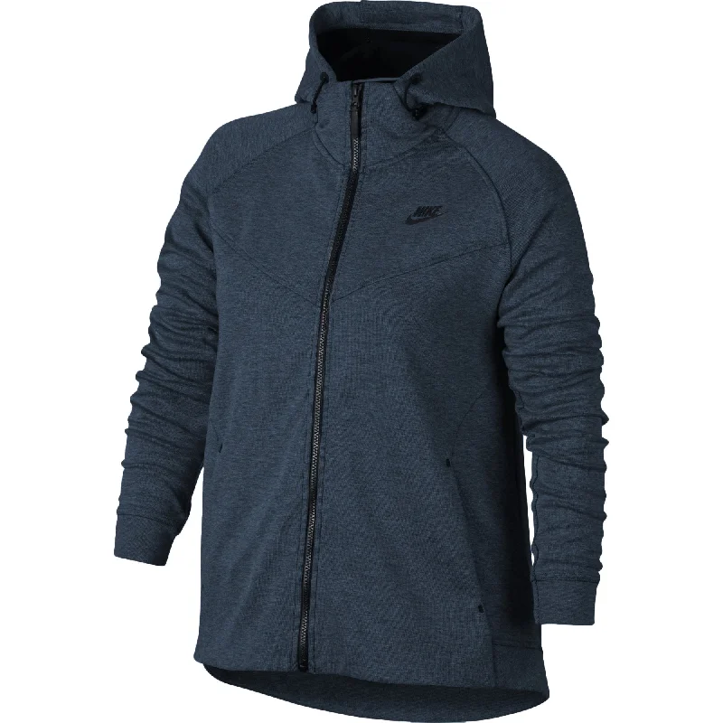 Nike Sportswear Tech Fleece Full Zip Plus Size Women's Hoodie Squarden Blue Hoodie with Distressed Vintage Worn Nike Sportswear Tech Fleece Full Zip Plus Size Women's Hoodie Squarden Blue Hoodie with Distressed Vintage Worn