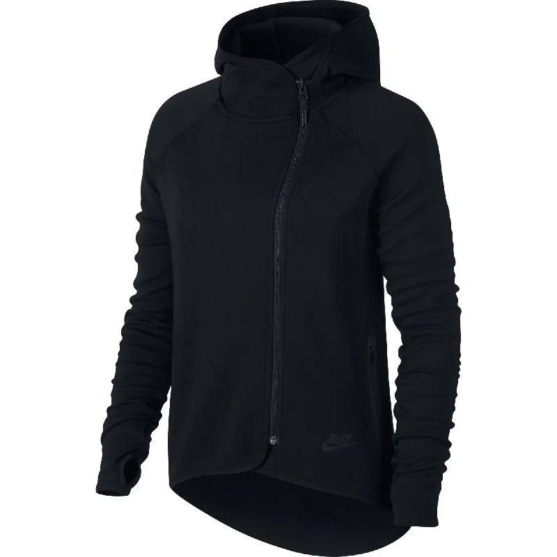 Nike Sportswear Tech Fleece Women's Full Zip Cape Hoodie Black Hoodie with Batwing Sleeves Loose Dramatic Nike Sportswear Tech Fleece Women's Full Zip Cape Hoodie Black Hoodie with Batwing Sleeves Loose Dramatic