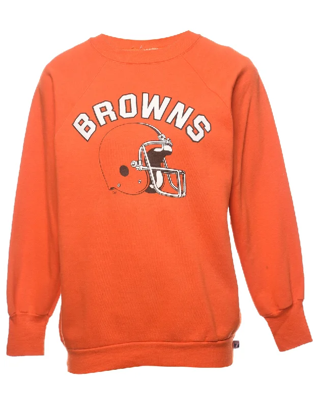 Orange Cleveland Browns NBA Printed Sweatshirt - M Hoodie with Metallic Shiny Futuristic