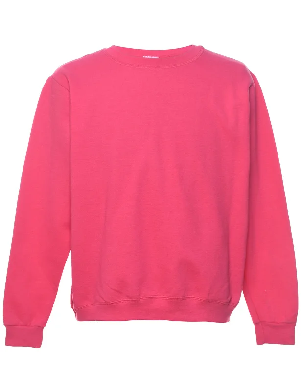 Pink Plain Sweatshirt - L Hoodie Sweatshirt Pullover