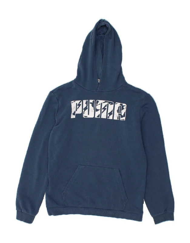 PUMA Boys Graphic Hoodie Jumper 15-16 Years Navy Blue Cotton Hoodie with Full-Zip Functional Layering PUMA Boys Graphic Hoodie Jumper 15-16 Years Navy Blue Cotton Hoodie with Full-Zip Functional Layering