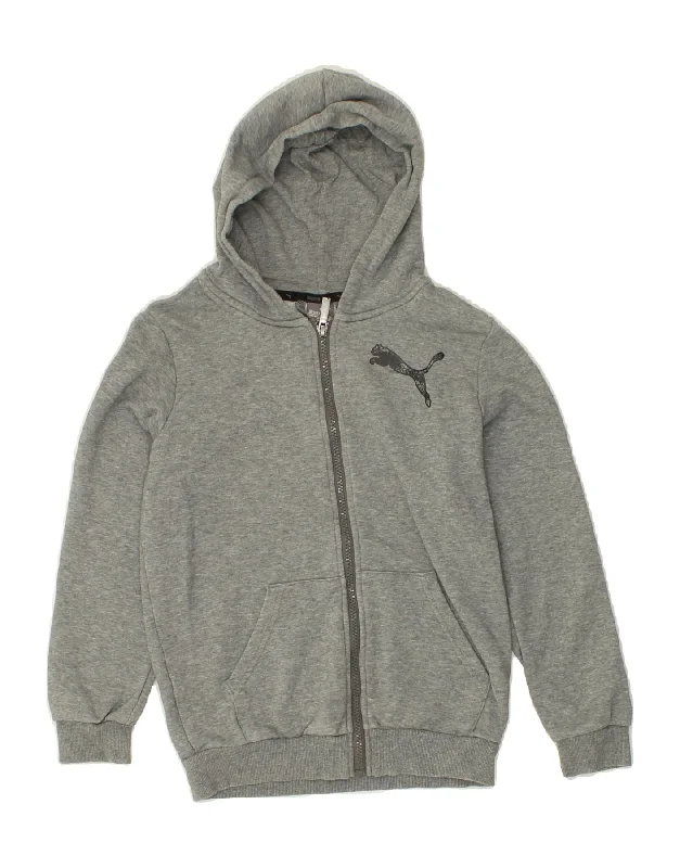 PUMA Boys Graphic Zip Hoodie Sweater 11-12 Years Grey Hoodie with Button Placket Classic Preppy PUMA Boys Graphic Zip Hoodie Sweater 11-12 Years Grey Hoodie with Button Placket Classic Preppy