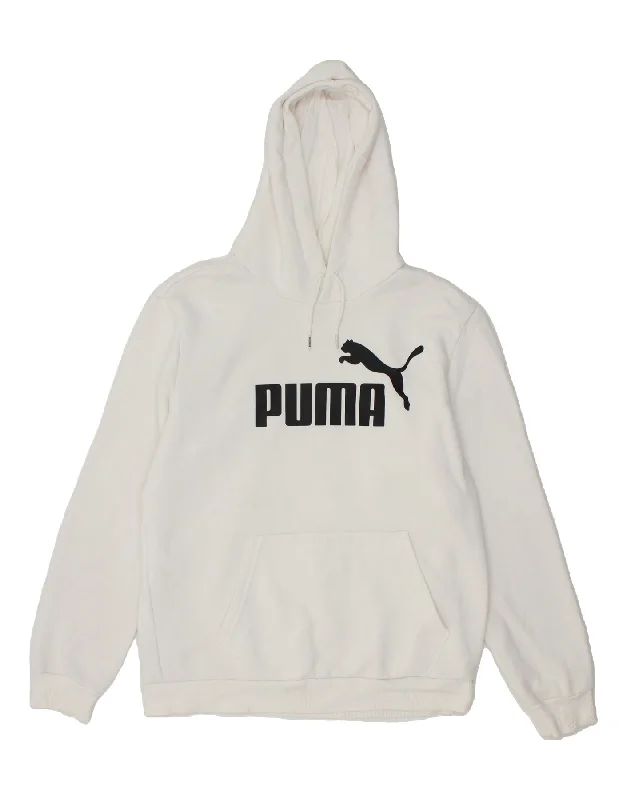 PUMA Mens Graphic Hoodie Jumper Medium White Cotton Hoodie with Double Zipper Versatile Adjustable PUMA Mens Graphic Hoodie Jumper Medium White Cotton Hoodie with Double Zipper Versatile Adjustable