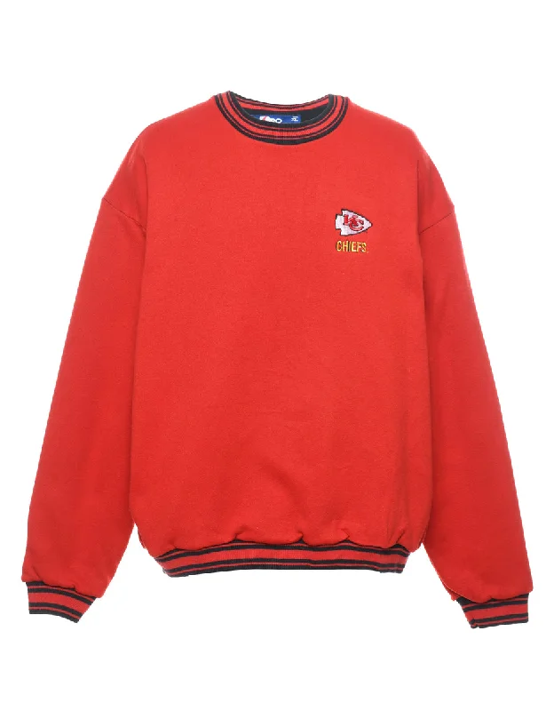 Red Classic Embroidered Sweatshirt - XL Hoodie with Drawcord Adjustable Secure