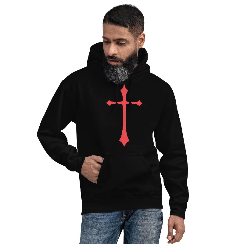Red Gothic Medeival Holy Cross Unisex Hoodie Sweatshirt Hoodie with Lace Feminine Delicate Red Gothic Medeival Holy Cross Unisex Hoodie Sweatshirt Hoodie with Lace Feminine Delicate