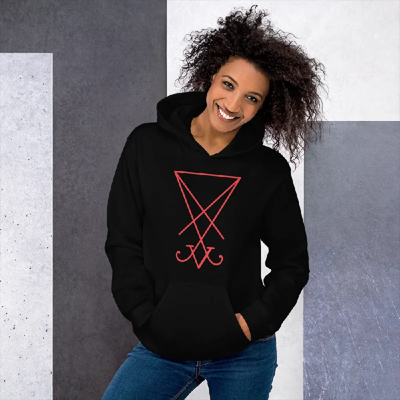 Red Sigil of Lucifer (Seal of Satan) The Grimoire of Truth Unisex Hoodie Sweatshirt Hoodie with Hem Embroidery Detailed Premium Red Sigil of Lucifer (Seal of Satan) The Grimoire of Truth Unisex Hoodie Sweatshirt Hoodie with Hem Embroidery Detailed Premium
