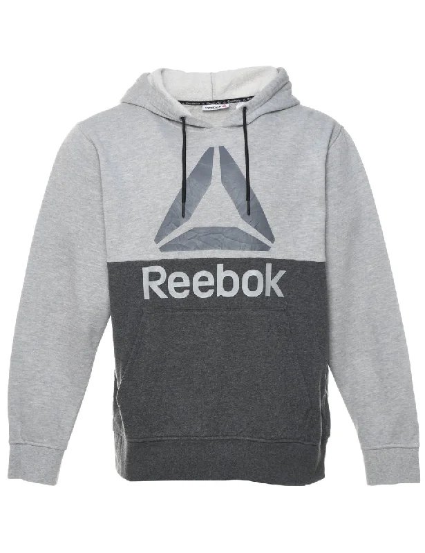 Reebok Light Grey Hoodie - L Hoodie with Stripes Bold Sporty