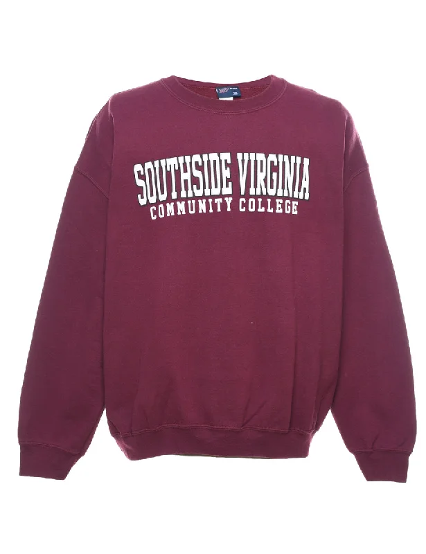 Southside Virginia Plum & Maroon Printed Sweatshirt - XL Hoodie with Strings Custom Fit Adjustable