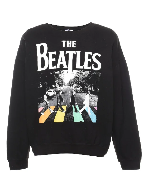 The Beatles Printed Sweatshirt - XL Hoodie with Slit Hem Functional Movement