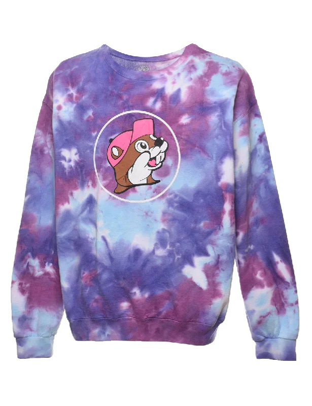 Tie-dye Buc-ee's Multi-Colour Printed Sweatshirt - L Oversized Hoodie Comfort Casual