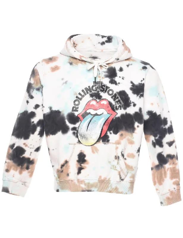 Tie-Dye Design The Rolling Stones Hoodie - L Hoodie with Mesh Breathable Sporty