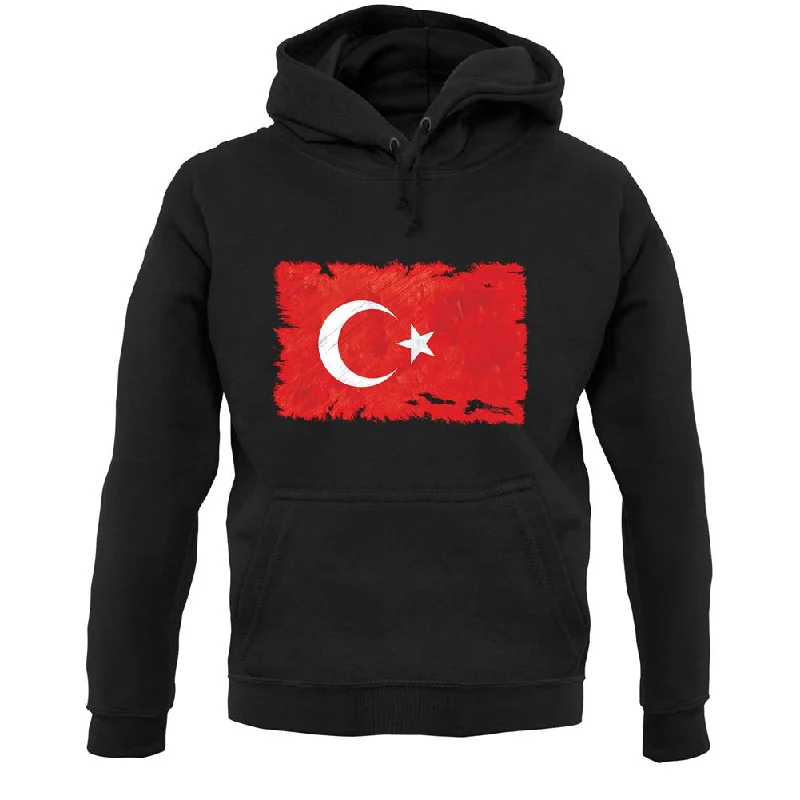 Turkey Grunge Style Flag Unisex Hoodie Hoodie with Sequins Glamorous Eye-catching