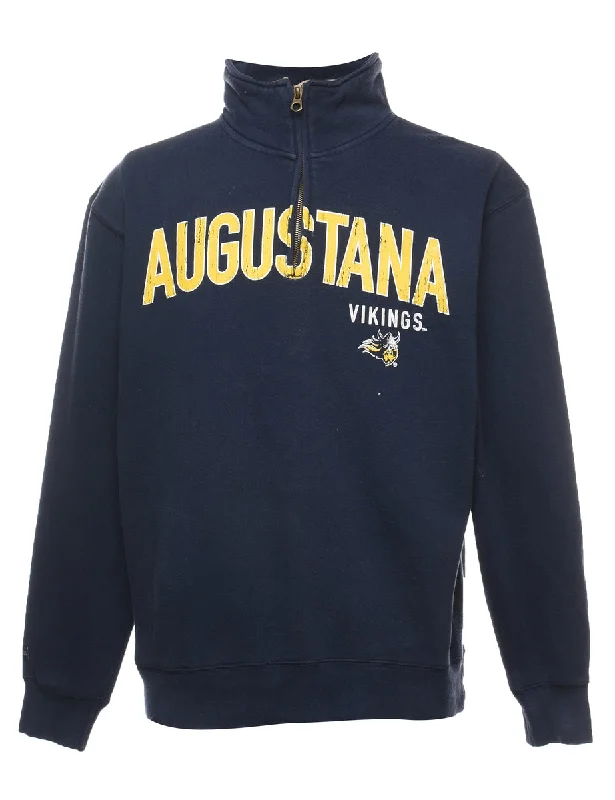 Vikings Quarter-Zip Navy & Yellow Sweatshirt - M Hoodie with Front Slit Layering Stylish