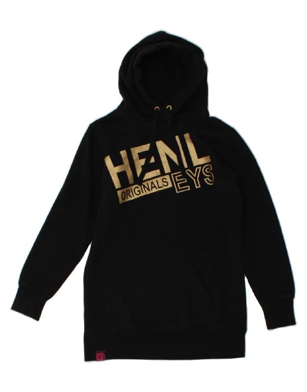 VINTAGE Womens Graphic Hoodie Jumper UK 12 Medium Black Cotton Oversized Hoodie Comfort Casual VINTAGE Womens Graphic Hoodie Jumper UK 12 Medium Black Cotton Oversized Hoodie Comfort Casual