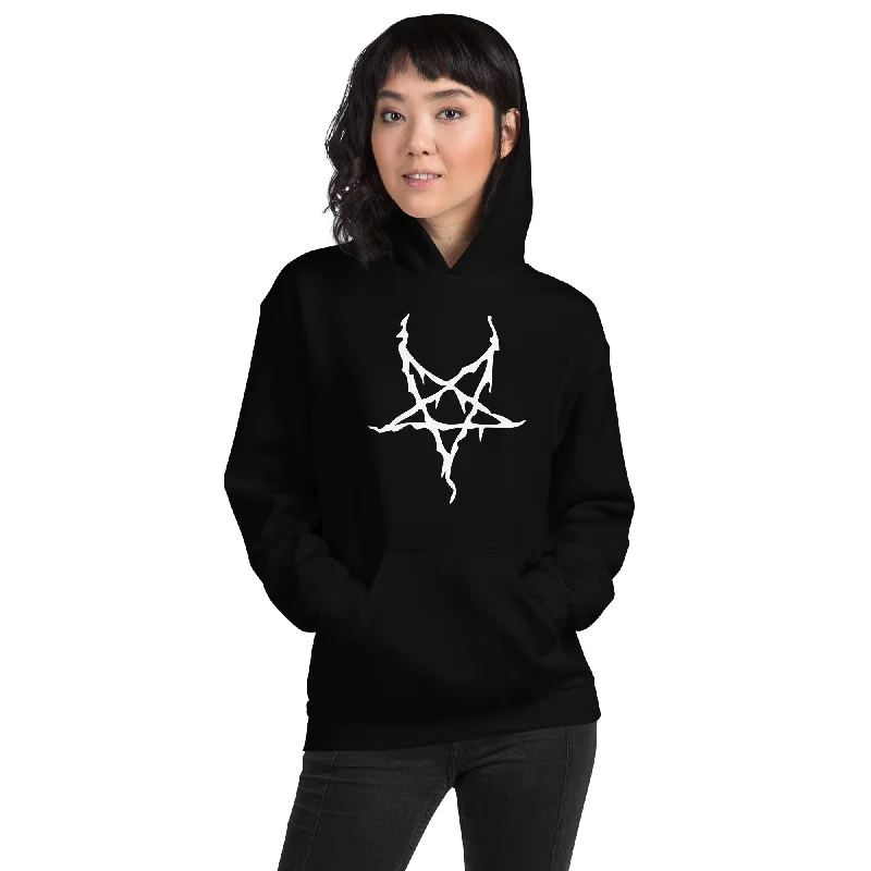 White Melting Inverted Pentagram Black Metal Style Unisex Hoodie Sweatshirt Hoodie with Hidden Zipper Minimalist Clean White Melting Inverted Pentagram Black Metal Style Unisex Hoodie Sweatshirt Hoodie with Hidden Zipper Minimalist Clean