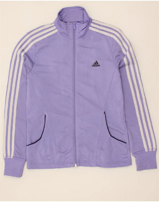 ADIDAS Womens Tracksuit Top Jacket UK 14 Medium  Purple Polyester Fleece Fabric Down Fabric Feather Fabric