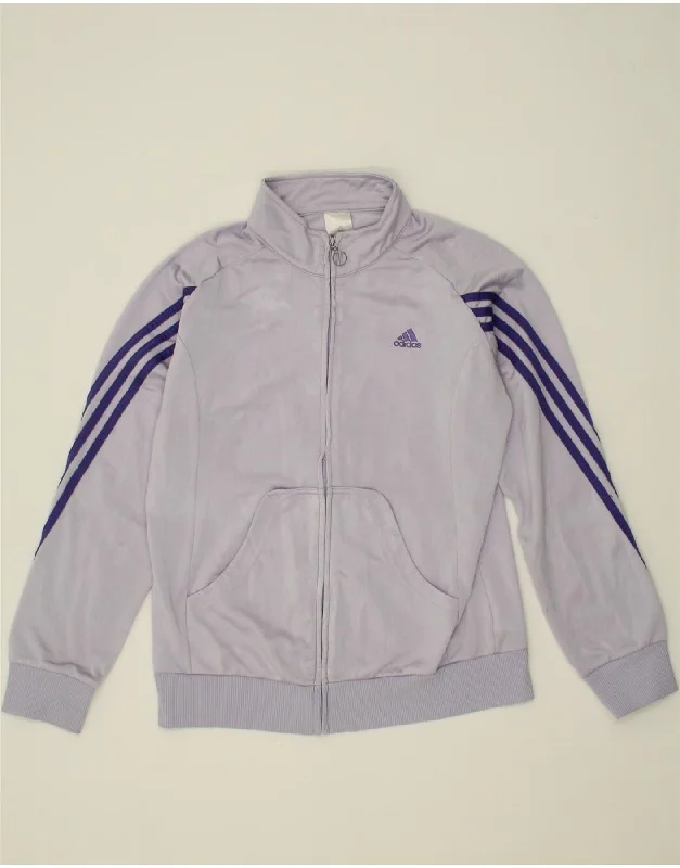 ADIDAS Womens Tracksuit Top Jacket UK 14 Medium Purple Polyester Print Jacket Jacquard Jacket Embroidered Jacket